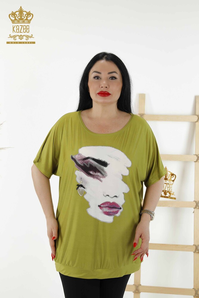 Venta al por Mayor Blusa Mujer - Estampado Digital - Verde Pistacho - 77755 | kazee - 1