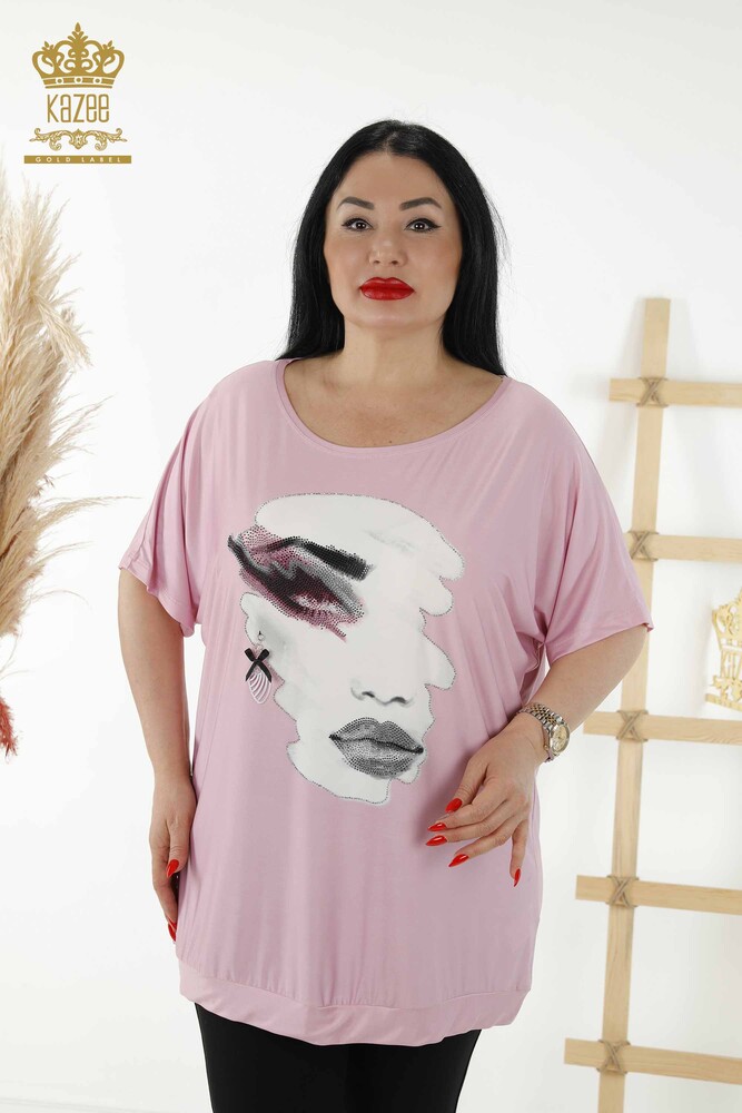 Venta al por mayor Blusa Mujer - Estampado Digital - Rosa - 77755 | kazee - 1