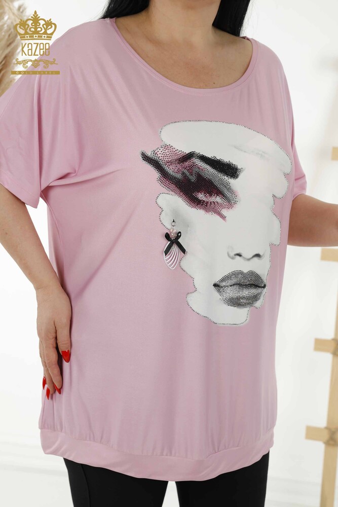 Venta al por mayor Blusa Mujer - Estampado Digital - Rosa - 77755 | kazee - 2