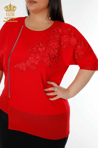 Venta al por mayor Blusa Mujer Estampado Floral Roja - 79031 | kazee - 2