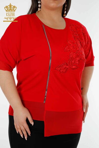 Venta al por mayor Blusa Mujer Estampado Floral Roja - 79031 | kazee - 6