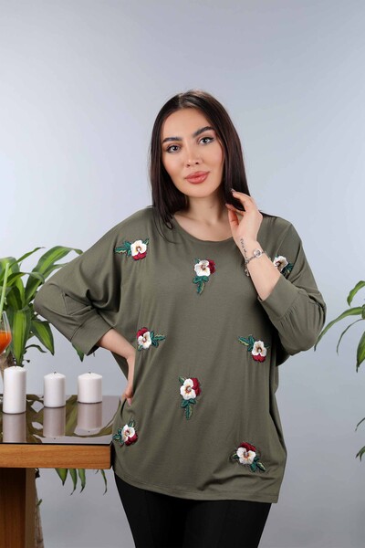 Venta al por mayor Blusa de mujer con estampado de flores bordadas bordadas - 77902 | kazee - 2