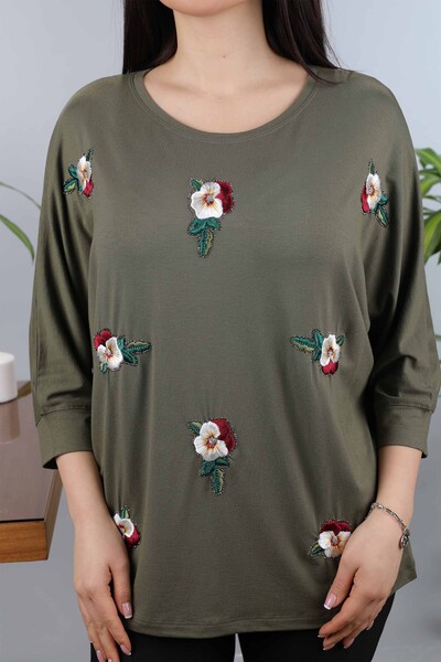 Venta al por mayor Blusa de mujer con estampado de flores bordadas bordadas - 77902 | kazee - 4