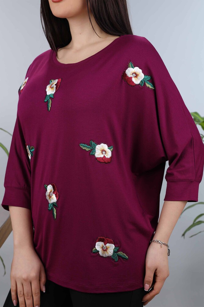 Venta al por mayor Blusa de mujer con estampado de flores bordadas bordadas - 77902 | kazee - 18