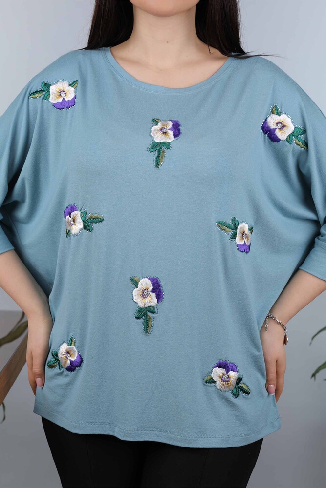 Venta al por mayor Blusa de mujer con estampado de flores bordadas bordadas - 77902 | kazee - 25