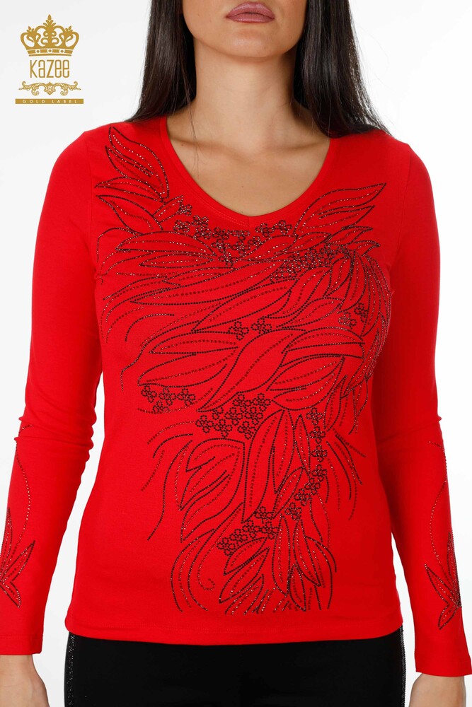 Venta al por mayor Blusa de Mujer Flor Piedra Manga Bordada Detallada - 79020 | kazee - 32