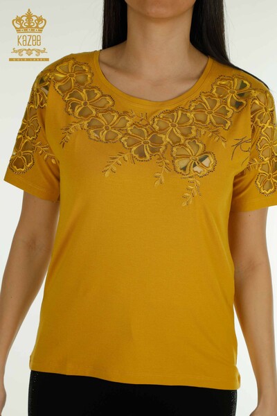 Venta al por mayor Blusa Mujer - Estampado Floral - Azafrán - 79049 | kazee - 2