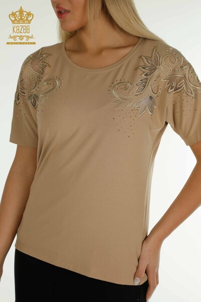 Venta al por mayor Blusa de Mujer - Estampado Floral - Beige - 79093 | kazee - 2