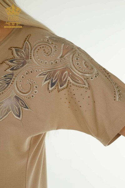 Venta al por mayor Blusa de Mujer - Estampado Floral - Beige - 79093 | kazee - 4