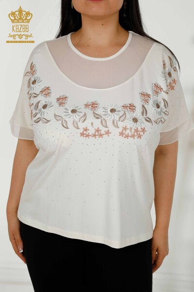 Venta al por mayor Blusa Mujer - Estampado Floral - Crudo - 79137 | kazee - 2