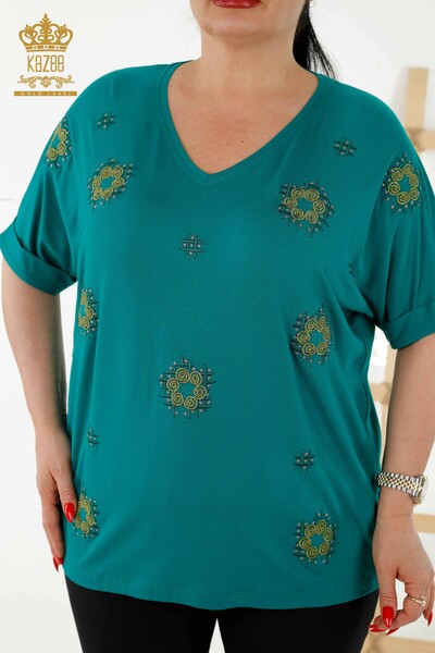 Venta al por mayor Blusa de Mujer - Floral Estampado - Verde - 78879 | kazee - 2