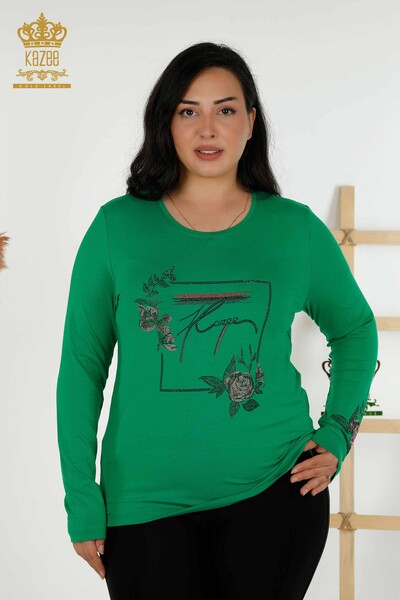 Venta al por mayor Blusa Mujer - Estampado Floral - Verde - 79042 | kazee - Kazee