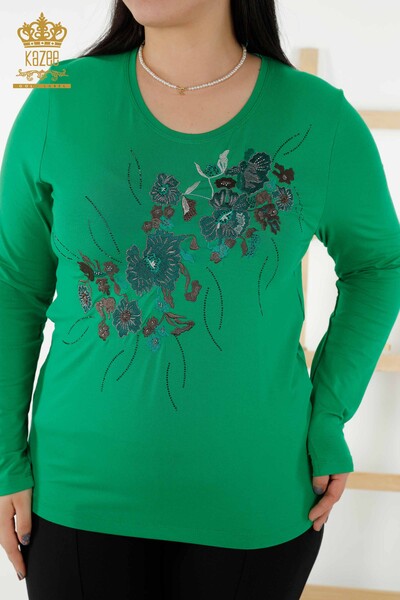 Venta al por mayor Blusa de Mujer - Floral Estampado - Verde - 79045 | kazee - 2