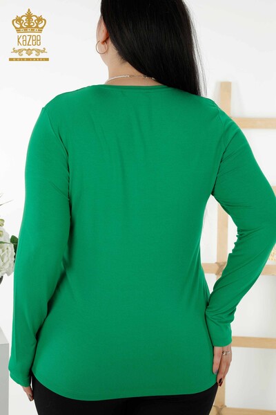 Venta al por mayor Blusa de Mujer - Floral Estampado - Verde - 79045 | kazee - 7