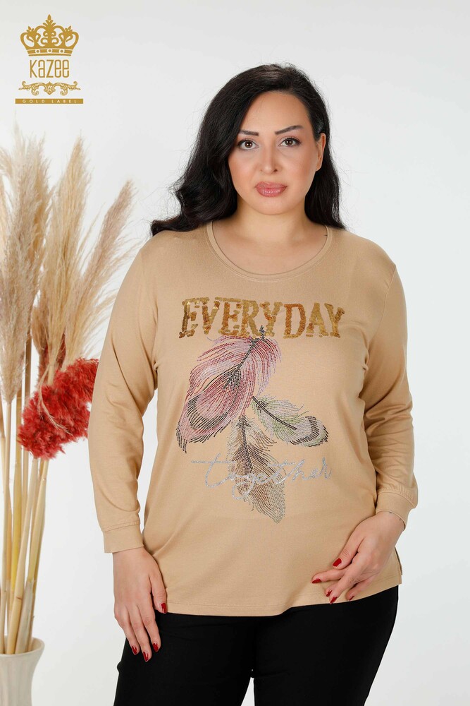 Venta al por mayor Blusa Mujer Patrón Hoja Beige - 77913 | kazee - 1