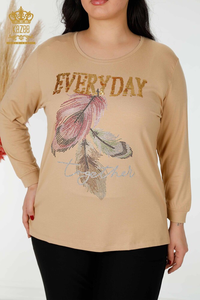 Venta al por mayor Blusa Mujer Patrón Hoja Beige - 77913 | kazee - 2