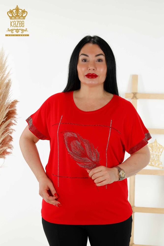 Venta al por mayor Blusa Mujer Patrón Hoja Roja - 78878 | kazee - 1