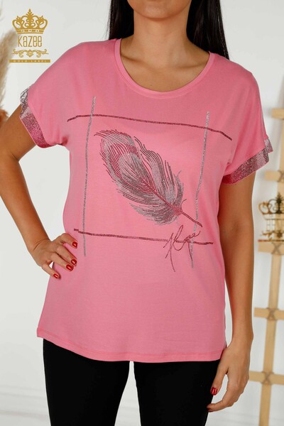 Venta al por mayor Blusa Mujer Patrón Hojas Rosa - 78878 | kazee - 2