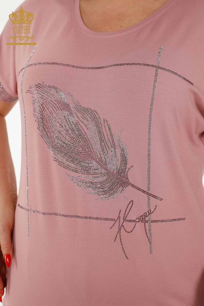 Venta al por mayor Blusa de Mujer Patrón de Hoja Rosa Seca - 78878 | kazee - 4