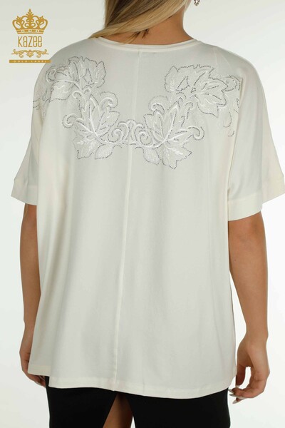 Venta al por Mayor Blusa de Mujer - Estampado de Hojas - Crudo - 79090 | kazee - 8