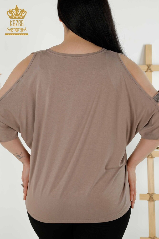 Venta al por mayor Blusa de Mujer - Hombro Detallado - Mink - 79108 | kazee - 8