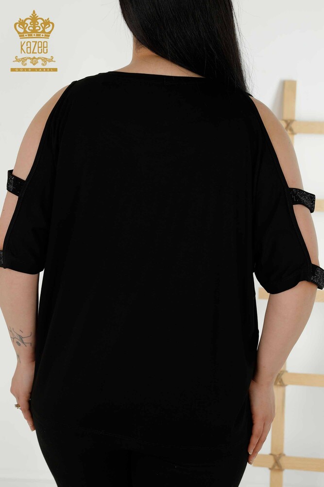 Venta al por mayor Blusa de Mujer - Hombro Detallado - Negro - 79108 | kazee - 7