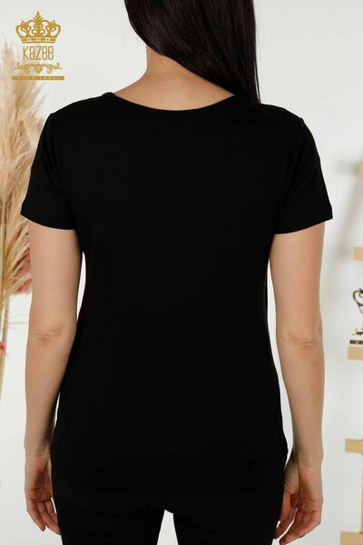 Al por mayor Blusa de mujer Hombro detallado Negro - 79220 | kazee - 6