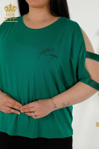 Venta al por mayor Blusa de Mujer - Hombro Detallado - Verde - 79108 | kazee - 2