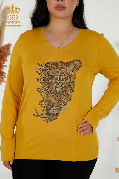 Venta al por mayor Blusa Mujer - Estampado Leopardo - Azafrán - 79040 | kazee - 2