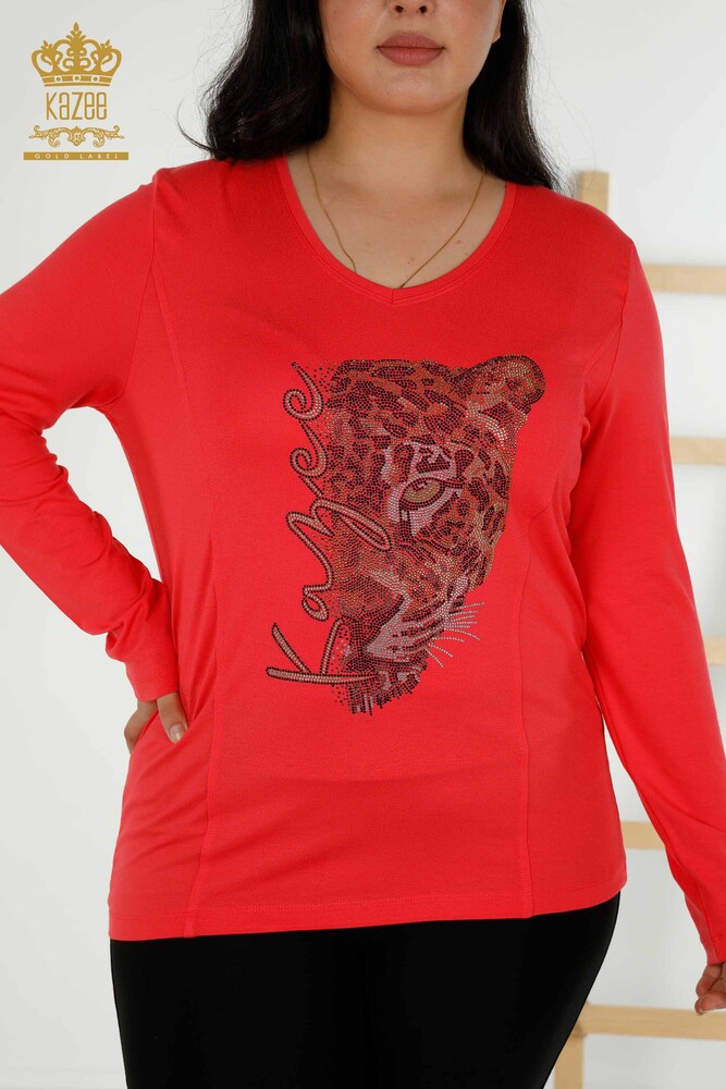 Venta al por mayor Blusa de Mujer - Estampado de Leopardo - Flor de Granada - 79040 | kazee - 2