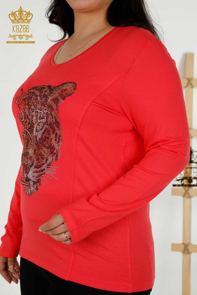 Venta al por mayor Blusa de Mujer - Estampado de Leopardo - Flor de Granada - 79040 | kazee - 5