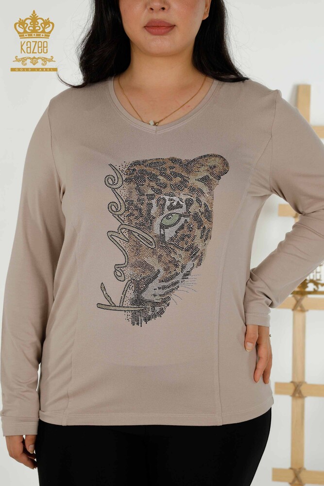 Venta al por Mayor Blusa de Mujer - Estampado de Leopardo - Mink - 79040 | kazee - 2