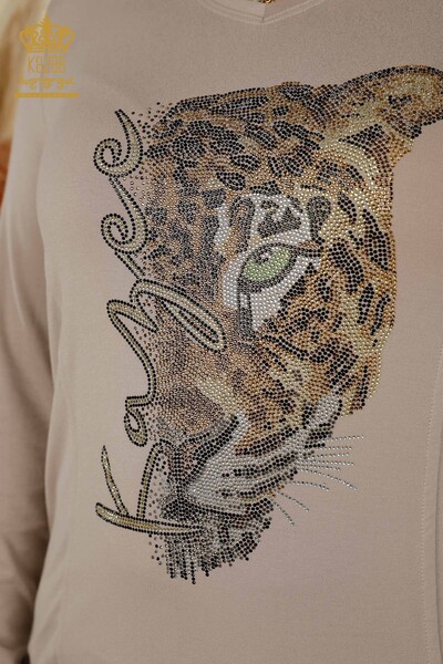 Venta al por Mayor Blusa de Mujer - Estampado de Leopardo - Mink - 79040 | kazee - 4