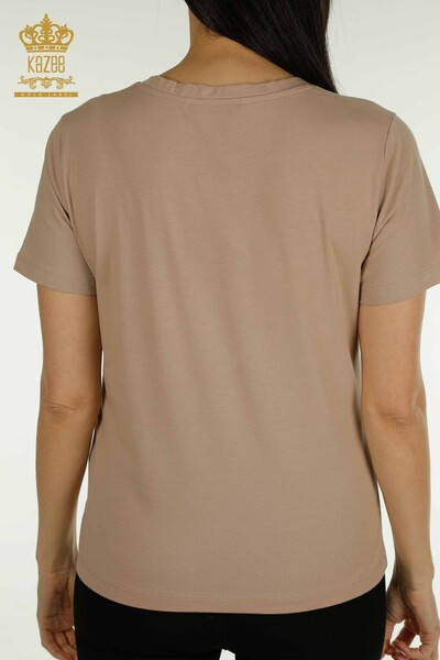 Venta al por mayor Blusa de Mujer Manga Corta Beige Oscuro - 79561 | KAZEE - 6