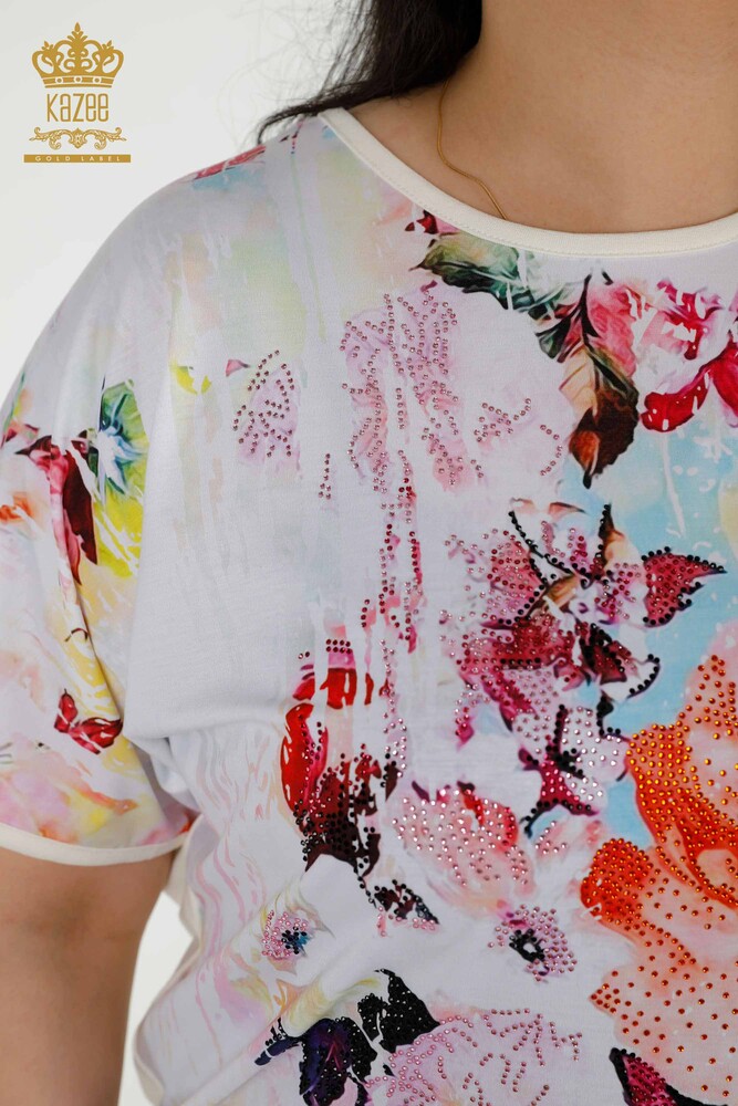 Venta al por mayor Blusa Mujer - Manga Corta - Floral Digital - 12091 | kazee - 4