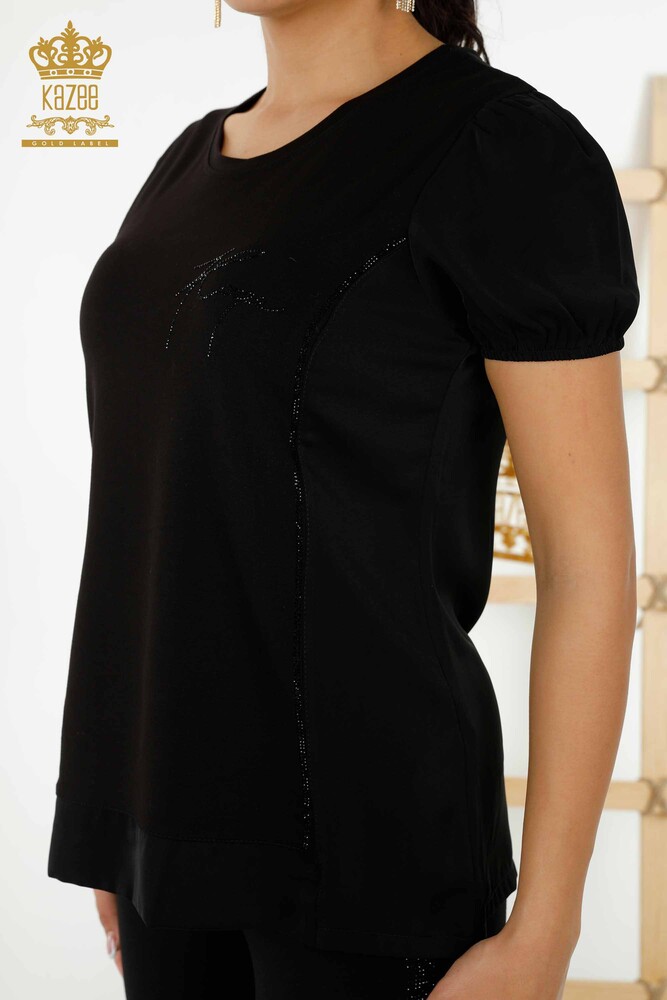 Venta al por mayor Blusa de Mujer Manga Corta Negra - 79226 | kazee - 4