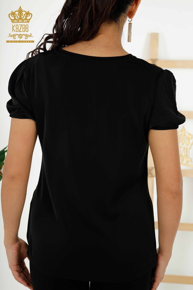 Venta al por mayor Blusa de Mujer Manga Corta Negra - 79226 | kazee - 6