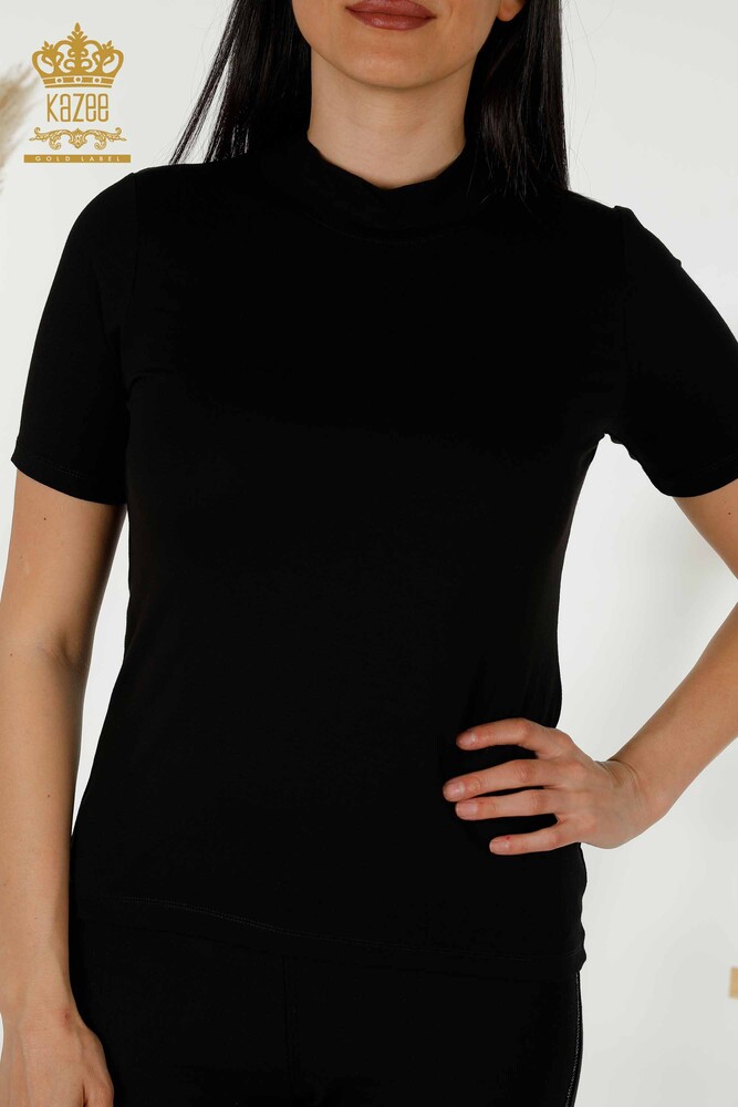 Venta al por mayor Blusa de Mujer - Manga Corta - Negra - 79264 | kazee - 2