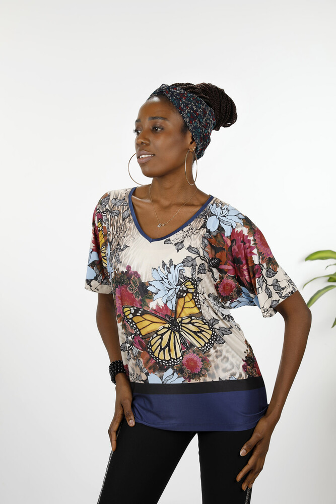 Venta al por mayor Blusa Mujer Estampado Mariposa Piedra -12026 | kazee - 11