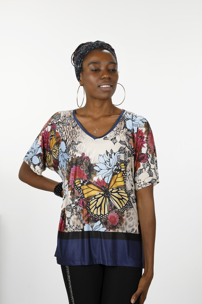 Venta al por mayor Blusa Mujer Estampado Mariposa Piedra -12026 | kazee - 12