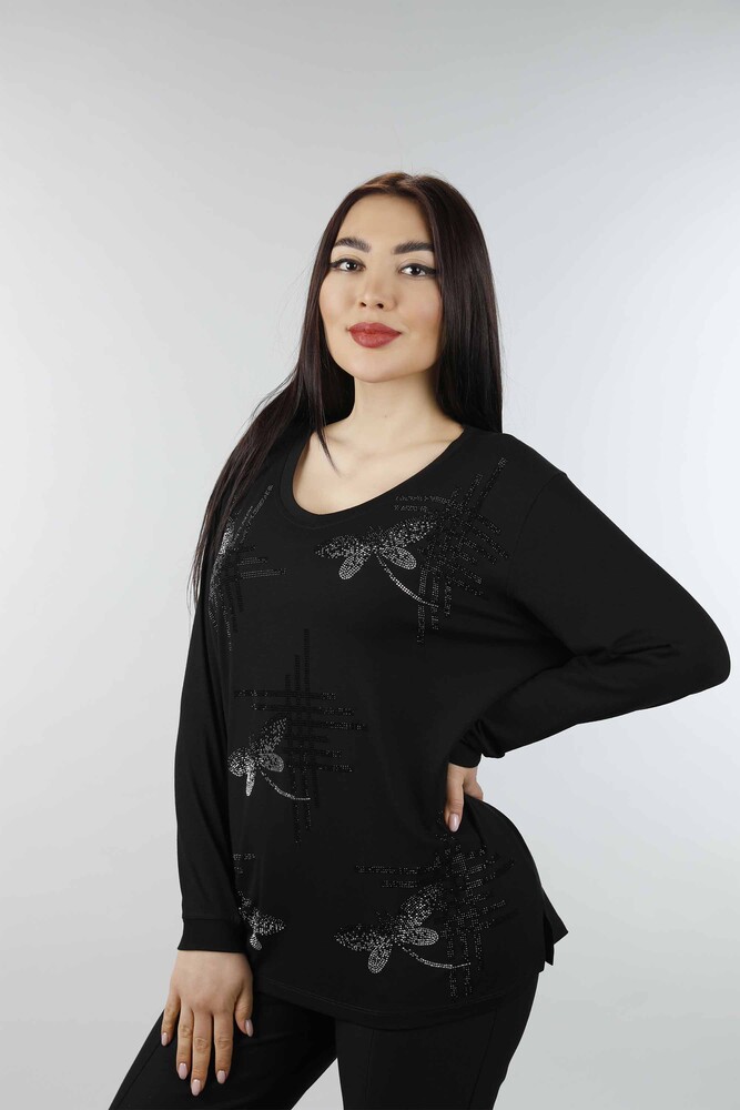 Venta al por mayor Blusa de Mujer con Estampado de Mariposas y Piedras Bordadas - 77840 | kazee - 12