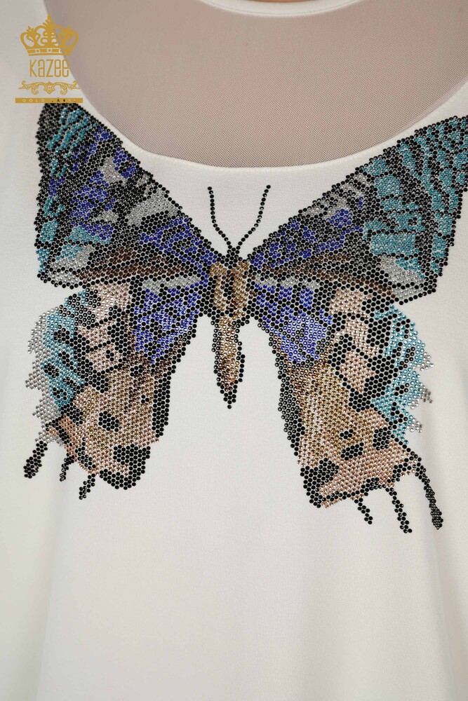 Venta al por mayor Blusa de Mujer - Patrón Mariposa - Crudo - 79103 | kazee - 3