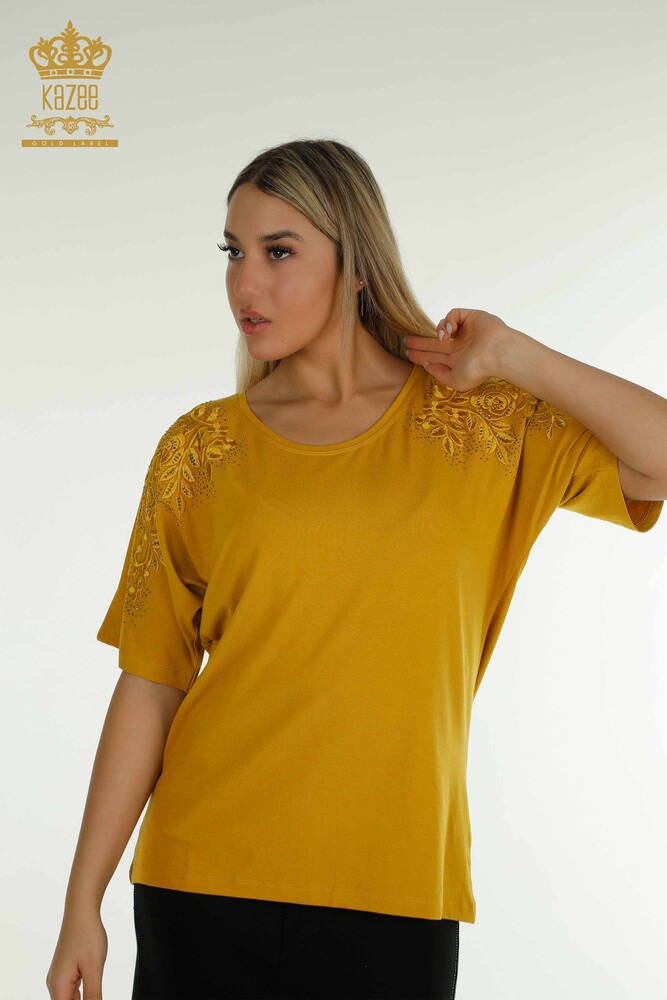 Venta al por mayor Blusa Mujer - Piedra Bordado - Azafrán - 79097 | kazee - 1