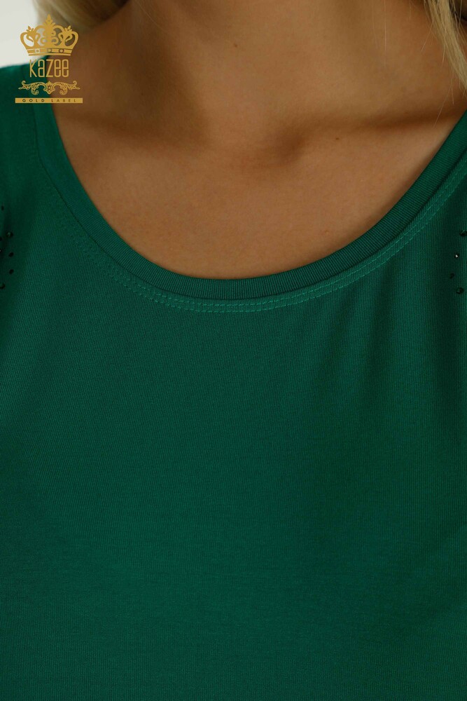 Venta al por mayor Blusa de Mujer - Piedra Bordada - Verde - 79097 | kazee - 3