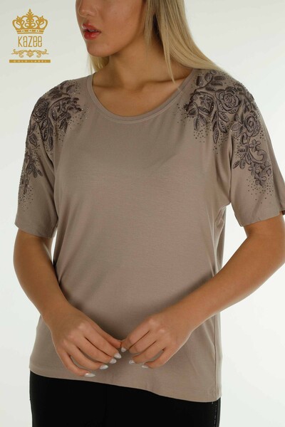 Venta al por mayor Blusa de Mujer - Piedra Bordada - Mink - 79097 | kazee - 2