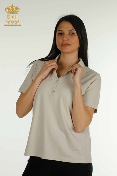 Venta al por mayor Blusa de Mujer Cuello Polo Piedra - 79503 | KAZEE 