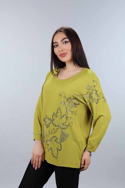 Venta al por mayor Blusa Mujer Tallas Grandes Patrón Hoja - 77909 | kazee - Thumbnail