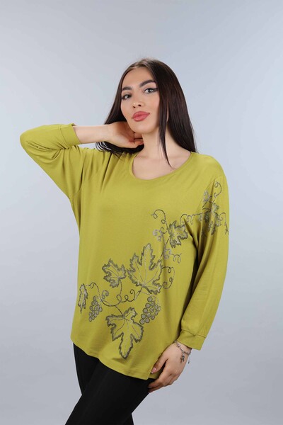 Venta al por mayor Blusa Mujer Tallas Grandes Patrón Hoja - 77909 | kazee - Thumbnail