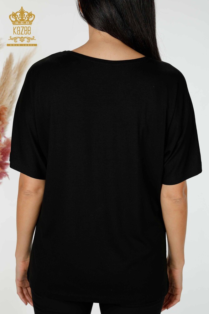 Venta al por mayor Blusa de Mujer Con Texto Detallado Negro - 78935 | kazee - 6