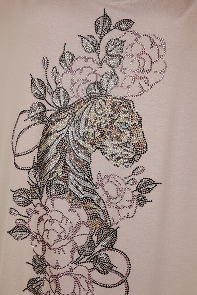 Venta al por mayor Blusa de Mujer Con Tigre y Flor Piedras Figuradas - 78840 | kazee - 11